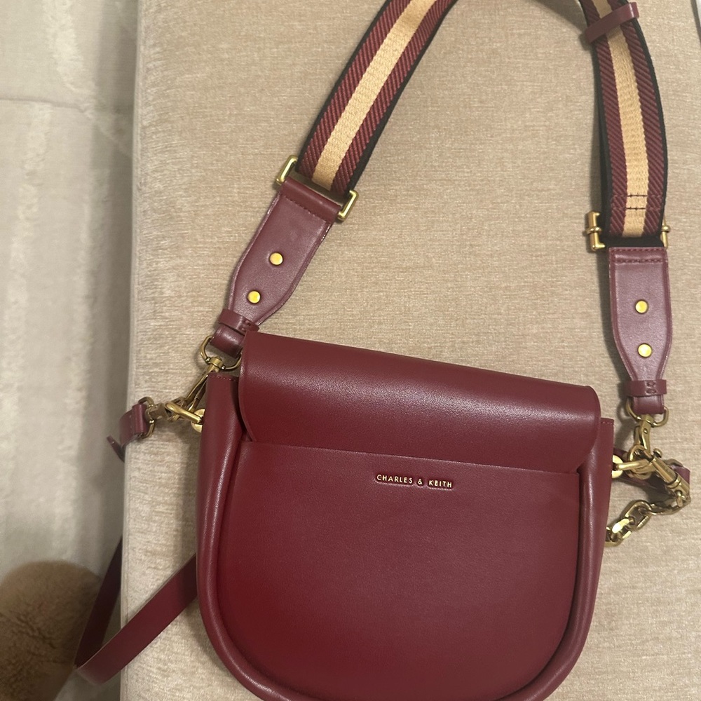 Charles and Keith Burgundy Crossbody Bag - Picture 2 of 3